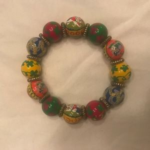 Angela Moore hand painted beaded bracelet